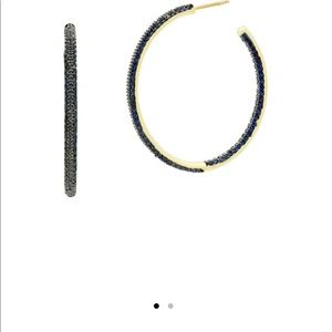 Pavé Hoop Earnings in Rhodium & 14K gold plated SS